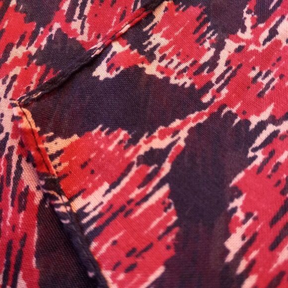 Blue/Red Floral Lightweight/Sheer 72 X 19 Scarf Cottagecore Grandmacore - Picture 2 of 6